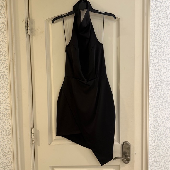 ELLIATT - Black Halter Neck Mini Asymmetrical Dress - Picture 2 of 4